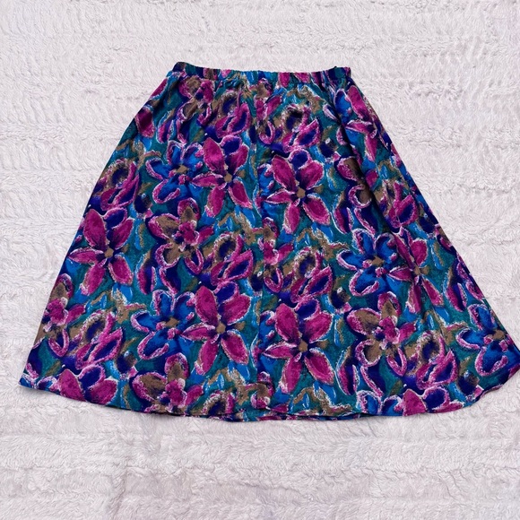 Vintage 80s–90s Abstract Floral Midi Skirt – Fits Size 4/6 tagged a 14 - Picture 2 of 5